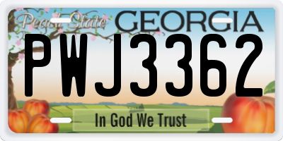 GA license plate PWJ3362