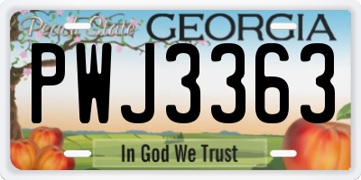 GA license plate PWJ3363
