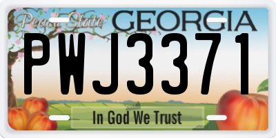 GA license plate PWJ3371