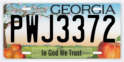GA license plate PWJ3372
