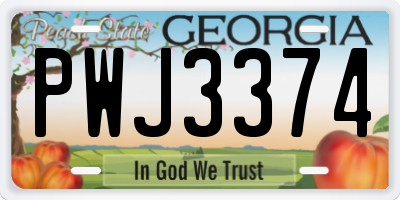 GA license plate PWJ3374