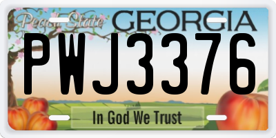 GA license plate PWJ3376