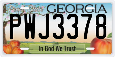 GA license plate PWJ3378