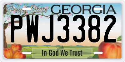 GA license plate PWJ3382