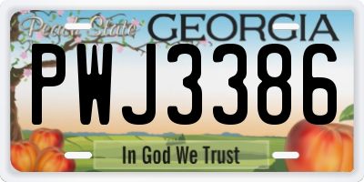 GA license plate PWJ3386