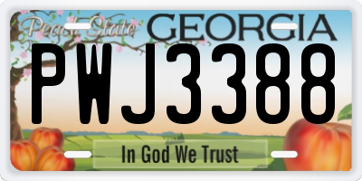 GA license plate PWJ3388
