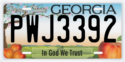 GA license plate PWJ3392