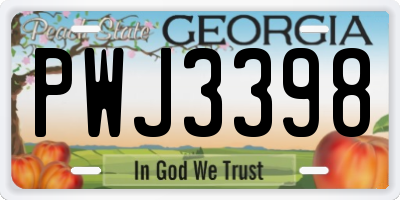GA license plate PWJ3398