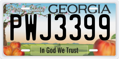 GA license plate PWJ3399
