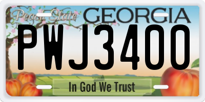 GA license plate PWJ3400