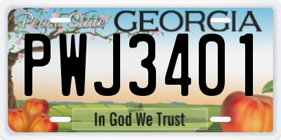 GA license plate PWJ3401