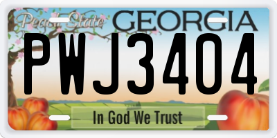 GA license plate PWJ3404