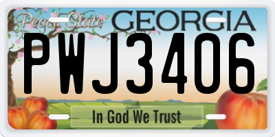 GA license plate PWJ3406