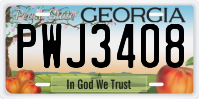 GA license plate PWJ3408