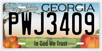 GA license plate PWJ3409