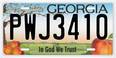 GA license plate PWJ3410