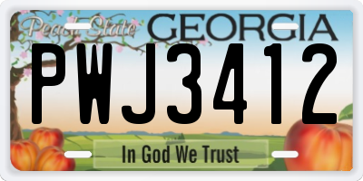 GA license plate PWJ3412