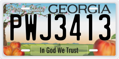 GA license plate PWJ3413