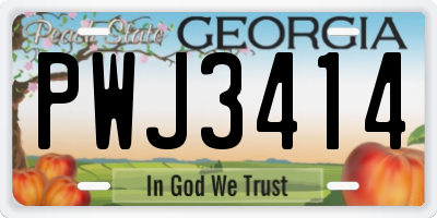GA license plate PWJ3414