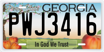 GA license plate PWJ3416