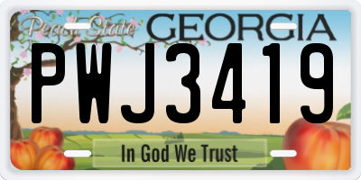 GA license plate PWJ3419