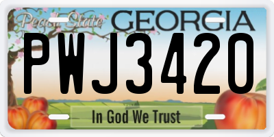 GA license plate PWJ3420