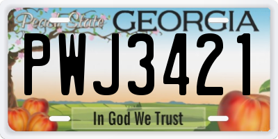 GA license plate PWJ3421