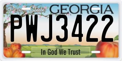 GA license plate PWJ3422