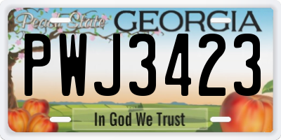 GA license plate PWJ3423