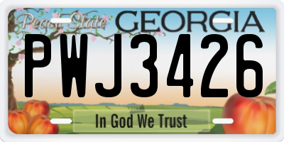GA license plate PWJ3426