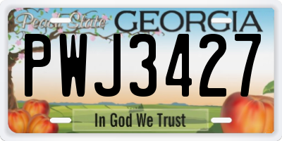 GA license plate PWJ3427