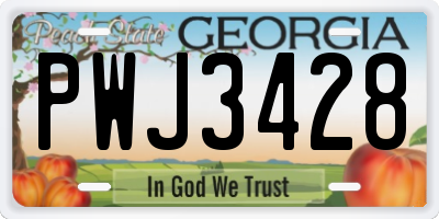GA license plate PWJ3428
