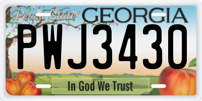 GA license plate PWJ3430