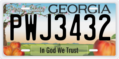 GA license plate PWJ3432