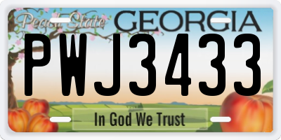 GA license plate PWJ3433
