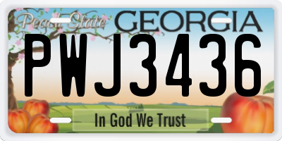 GA license plate PWJ3436