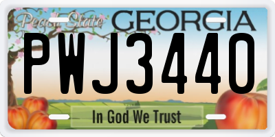 GA license plate PWJ3440