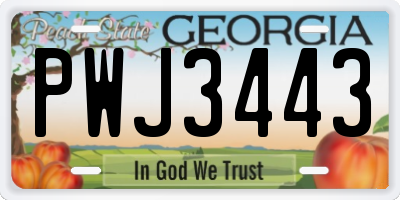 GA license plate PWJ3443