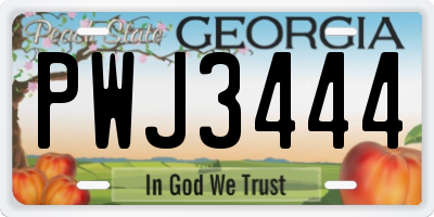 GA license plate PWJ3444