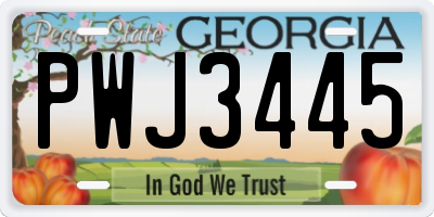 GA license plate PWJ3445