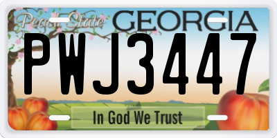 GA license plate PWJ3447