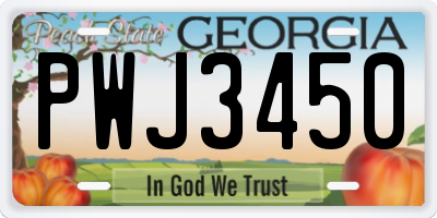 GA license plate PWJ3450