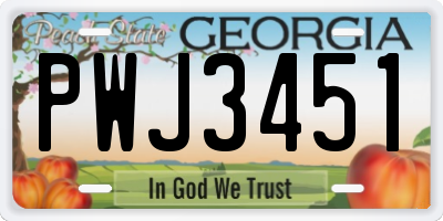 GA license plate PWJ3451