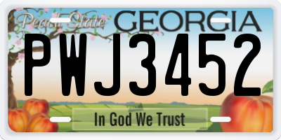 GA license plate PWJ3452