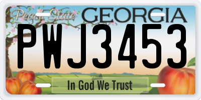 GA license plate PWJ3453