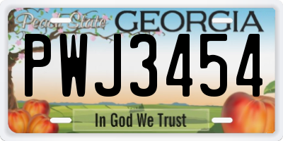 GA license plate PWJ3454