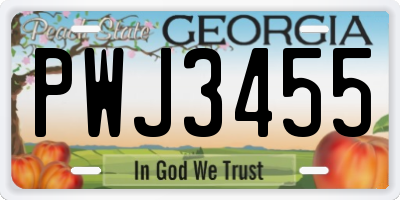 GA license plate PWJ3455