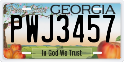 GA license plate PWJ3457