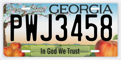 GA license plate PWJ3458