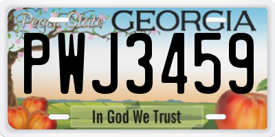 GA license plate PWJ3459
